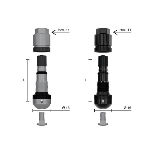 1321 Valvole metalliche per sensori TPMS ad angolo variabile